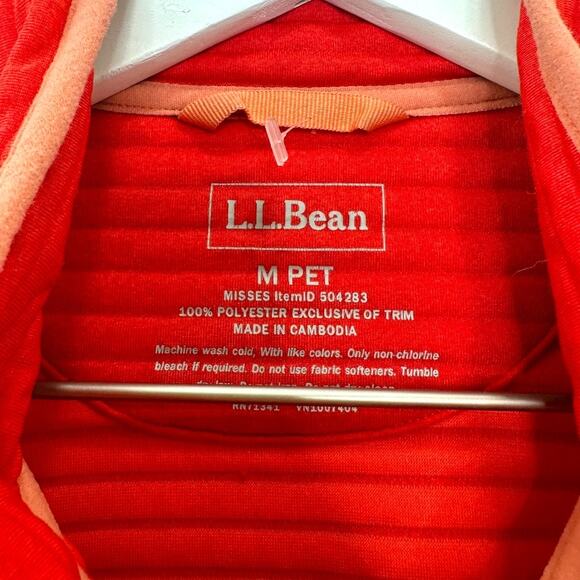 L.L. Bean Red Quilted Snap Fleece Pullover Sweatshirt Women’s M Petite - Picture 2 of 7